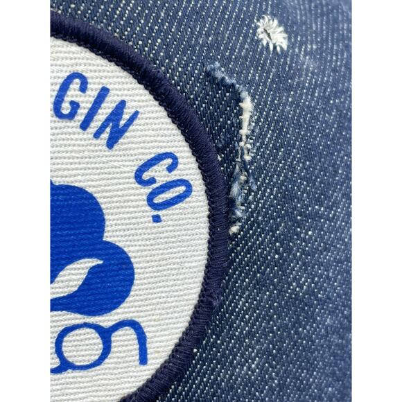 Vtg USA MADE Denim Cotton Gin Texas Patch Trucker Hat Snapback CROWELL CAP READ - Picture 4 of 12